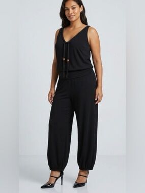 Nine West Black Braided Boho Jumpsuit Size 8